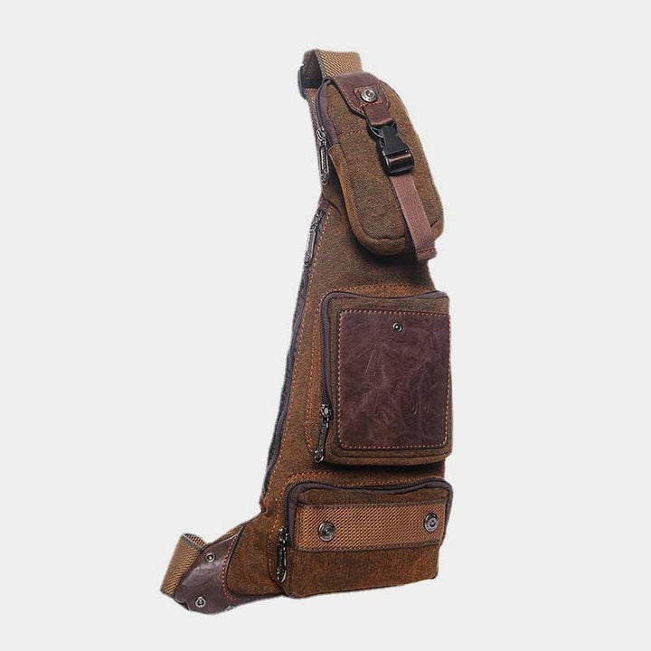 Sling Bag für Herren, schwarze Vintage-Business-Umhängetasche aus Canvas