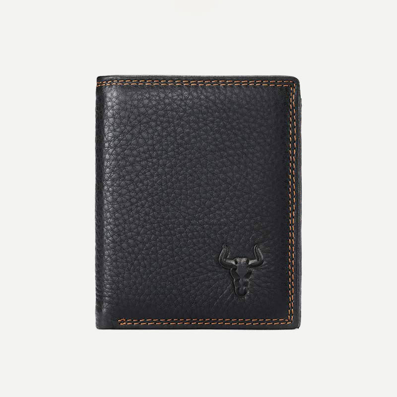 Geldbörse für Herren, Vintage-Leder, mehrere Fächer, drei RFID-Kartenfächer