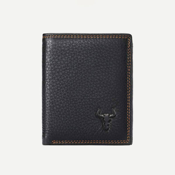 Geldbörse für Herren, Vintage-Leder, mehrere Fächer, drei RFID-Kartenfächer