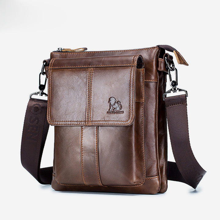 Große Kapazität Echtleder Retro Schultertasche Crossbody Tasche