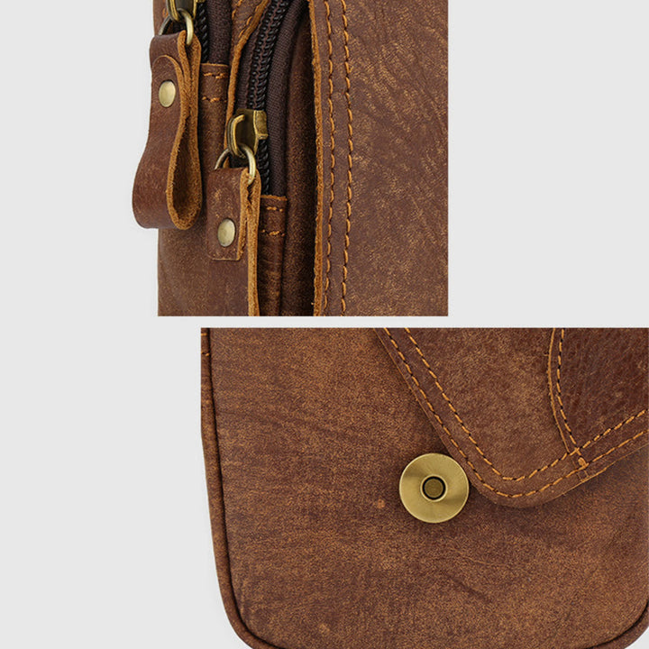 Gürteltasche für Herren, für den täglichen Gebrauch im Freien, Retro-Gürtelschlaufen aus echtem Leder