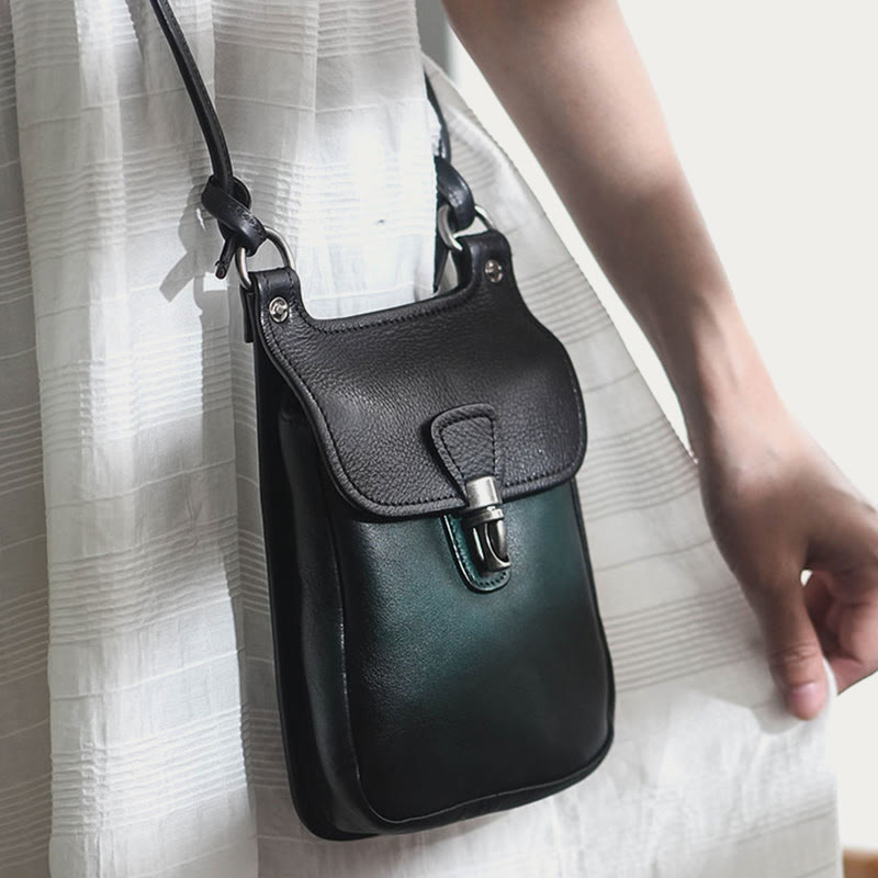 Handgemachte Umhängetasche für Frauen Mini Retro Shopping Handytasche