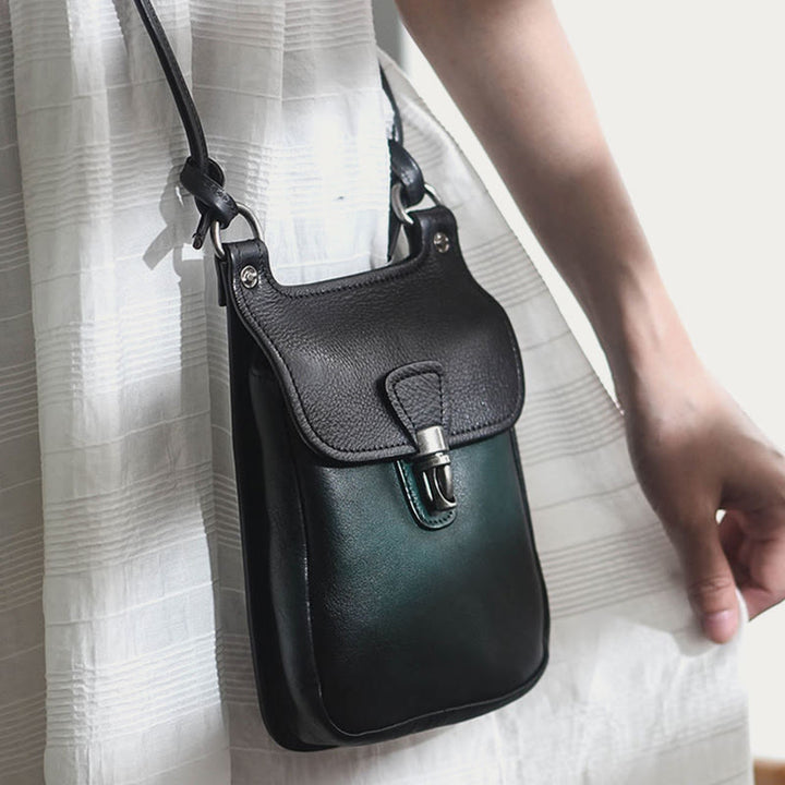 Handgemachte Umhängetasche für Frauen Mini Retro Shopping Handytasche