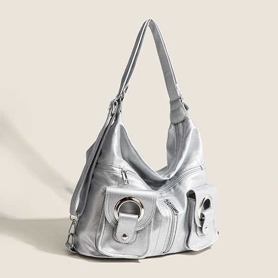 Umwandelbarer Rucksack aus weichem Leder mit zwei Fächern für Damen