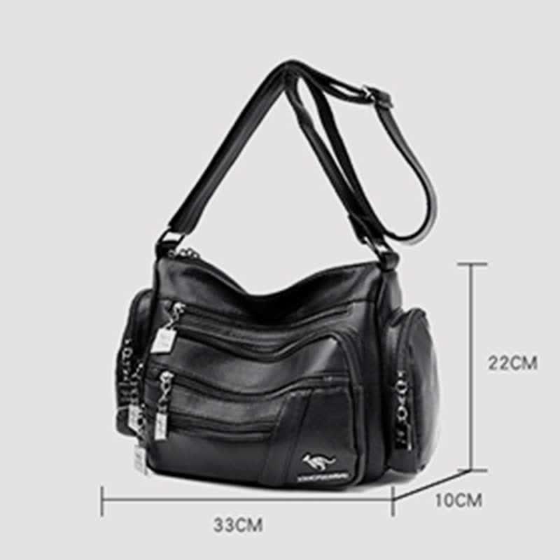 Umhängetasche aus Leder mit schweren Taschen und großer Kapazität, Tagesrucksack, Schultertasche
