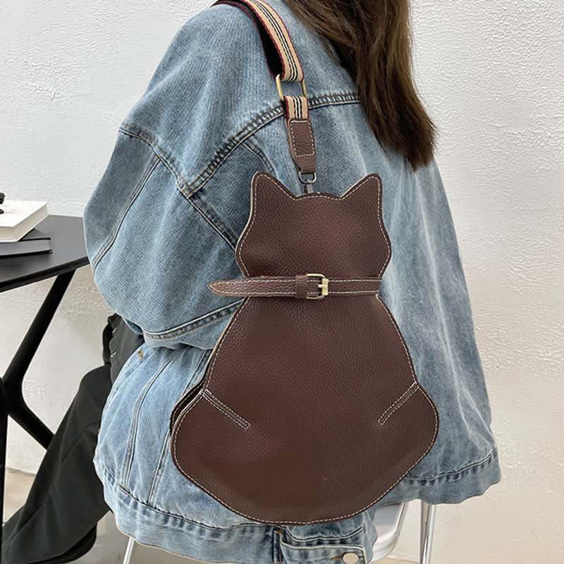 Süße Schultertasche aus PU-Leder in Katzenform für Damen