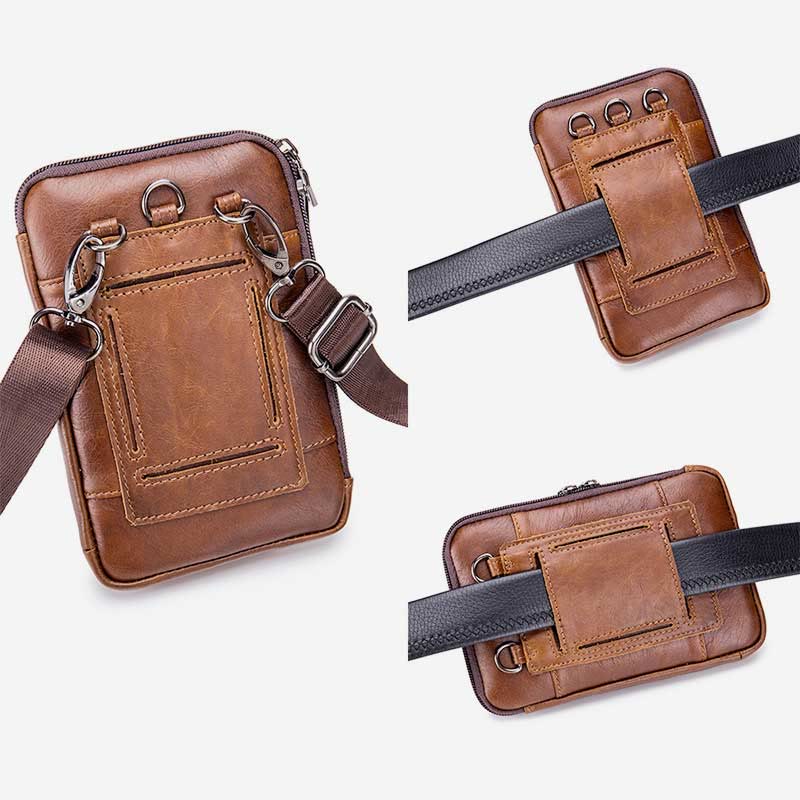 2-Wege-Verwendung Echtleder Gürtelschlaufe Holster Mini Umhängetasche