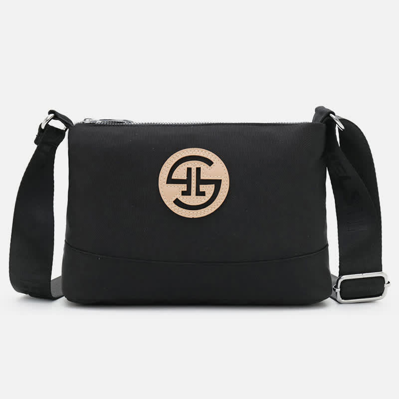 Kleine Umhängetasche mit dreifachem Reißverschluss, leichte, wasserdichte Nylon-Handtasche für Damen