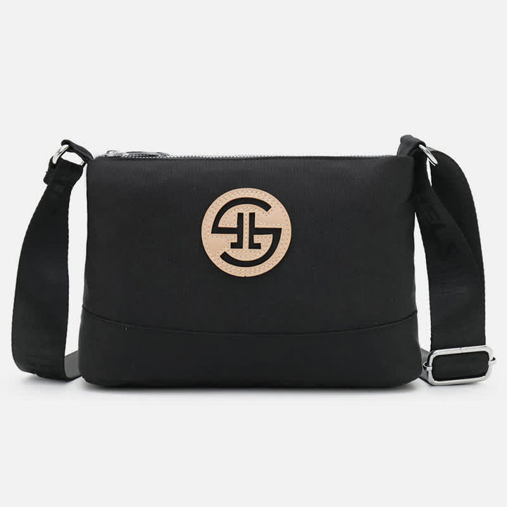 Kleine Umhängetasche mit dreifachem Reißverschluss, leichte, wasserdichte Nylon-Handtasche für Damen