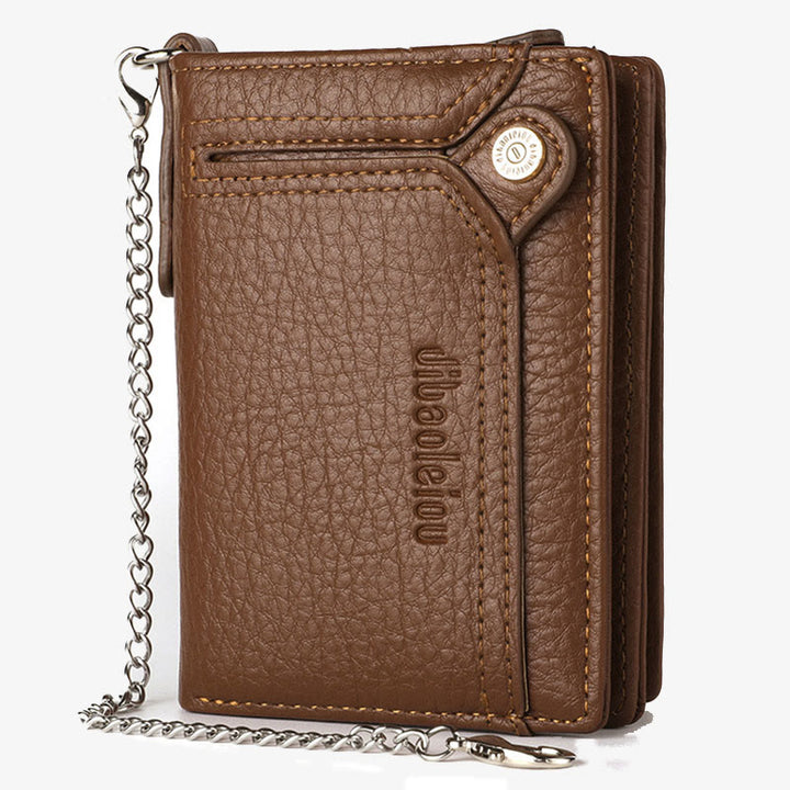Anti-Diebstahl-Kette Brieftasche für Männer Retro Leder Geld Clip