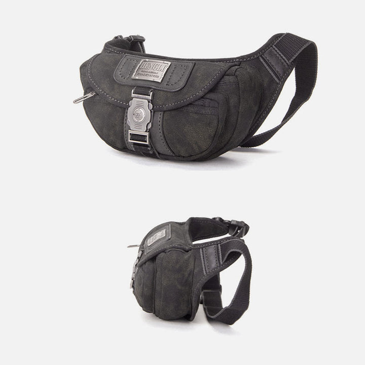 Canvas-Hüfttasche für Männer, kleine Umhängetasche im Retro-Stil, Halbmond-Tasche