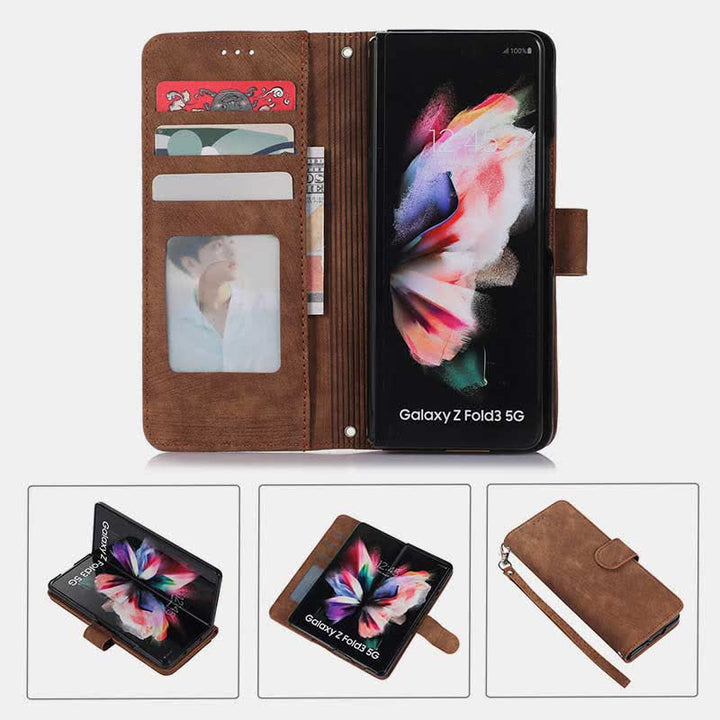 Brieftaschenhülle für Galaxy Z Fold 5/4/3 mit S-Pen-Halter und Umhängegurt