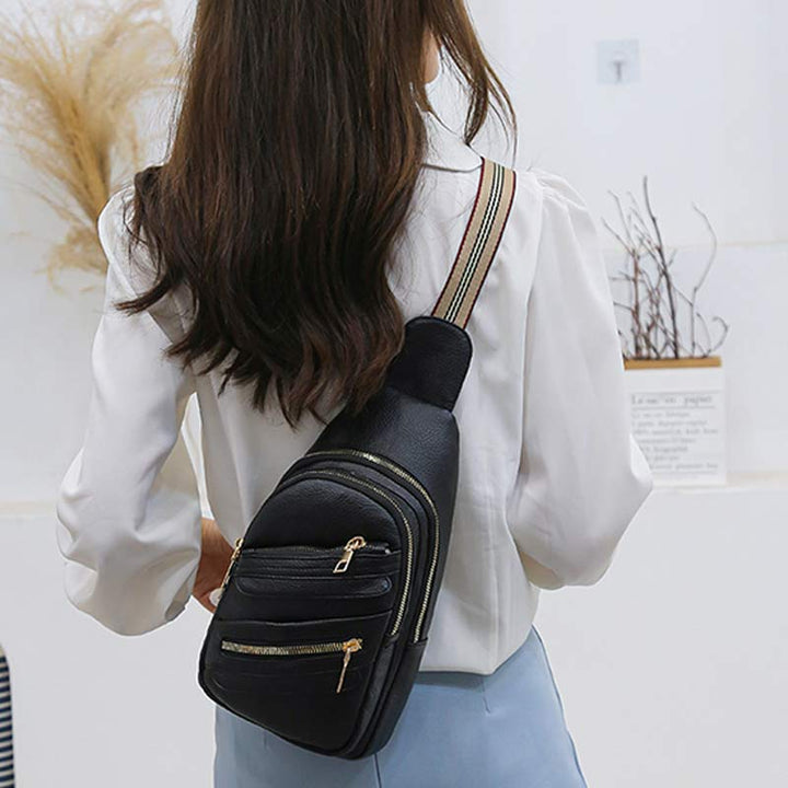 Sling Crossbody Rucksack Weiche Leder Schultertasche mit verstellbarem Riemen