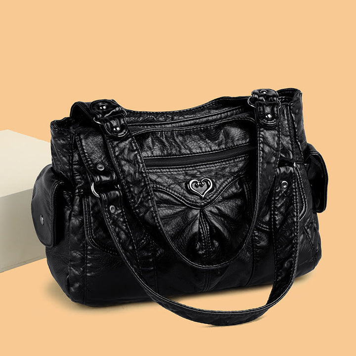 Klassische Tragetasche fürs Büro, leichte Schultertasche aus weichem Leder