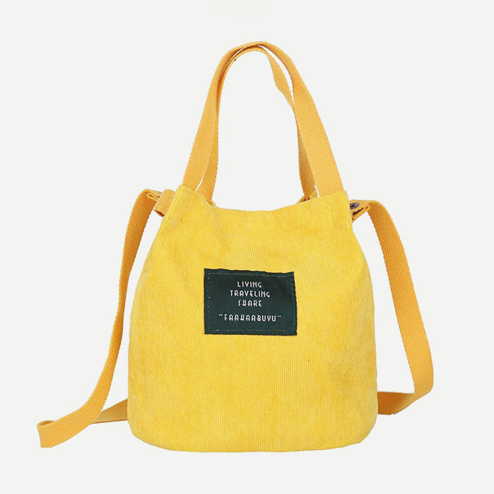 Top-Griff-Tasche für Frauen im Retro-Stil, literarische Cord-Canvas-Handtasche
