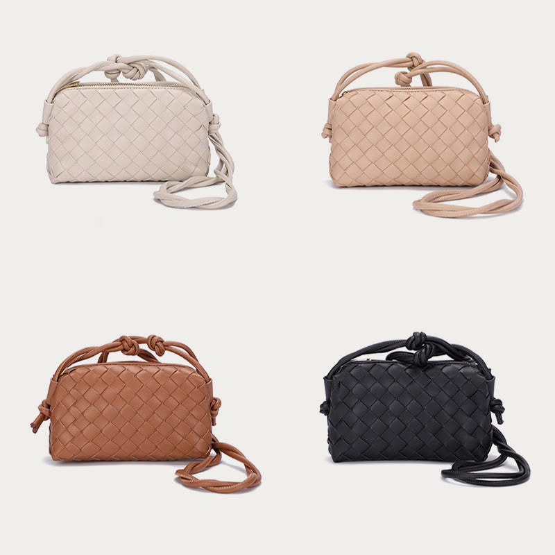 Umhängetasche für Damen, gestrickt, mit Karomuster, Handytasche