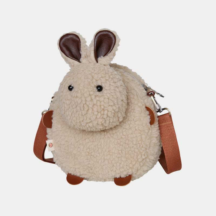Süße Umhängetasche mit Plüschhase, flauschige Kaninchen-Schultertasche, Handtaschen
