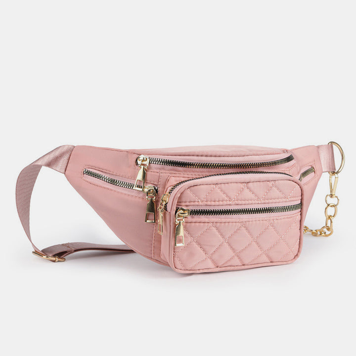 Leichte, funktionale Brust-Schultertasche für Damen mit Metallkettenriemen