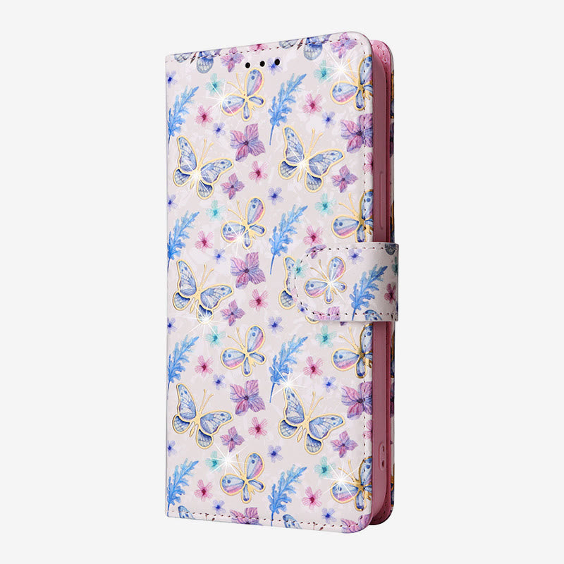 Bunte Blumen-Telefon-Kasten für Iphone Leder Clamshell Telefon Tasche