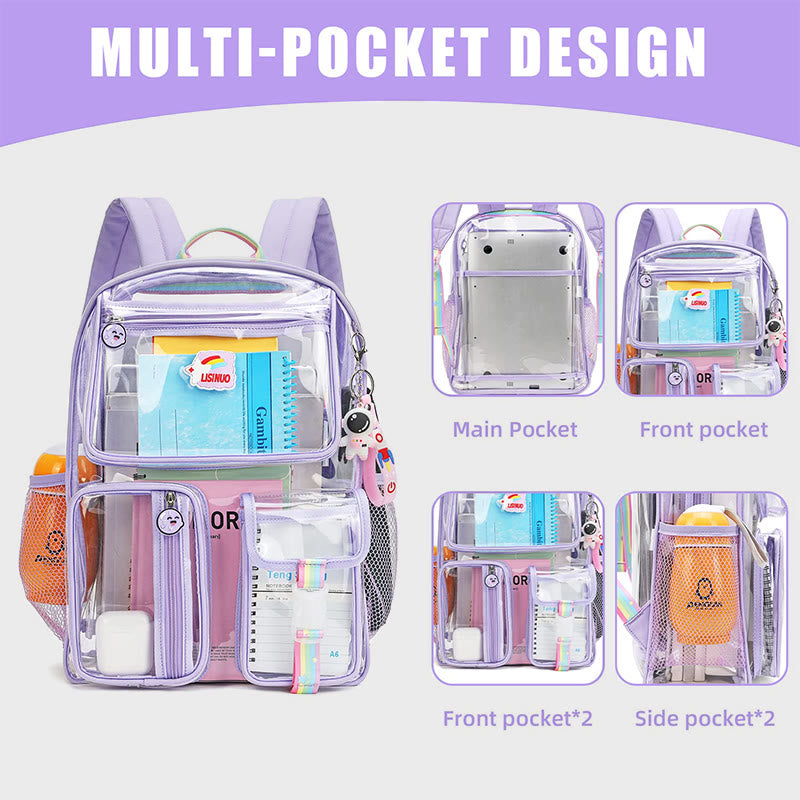 Transparenter Rucksack für Schüler, große Kapazität, Freizeit-Tagesrucksack aus PVC