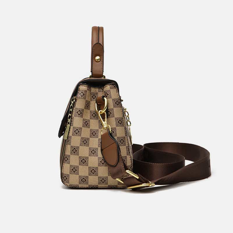 Britische elegante Handtasche Frauen Schachbrettmuster Crossbody Leder Geldbörse