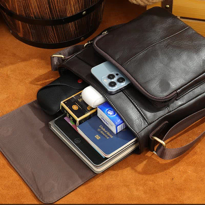 Herren Umhängetasche Echtes Leder Kleine Messenger Bag Crossbody Bag