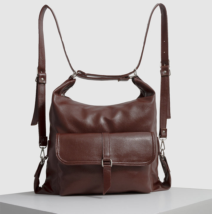 2-in-1-Leder-Tragerucksack, Umhängetasche, Retro-Reise-Tagesrucksack