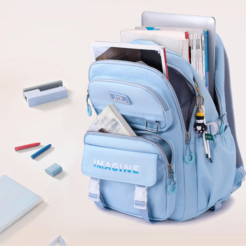 Mädchen Rollrucksack für die Schule wasserdichte Nylonräder Geldbörse
