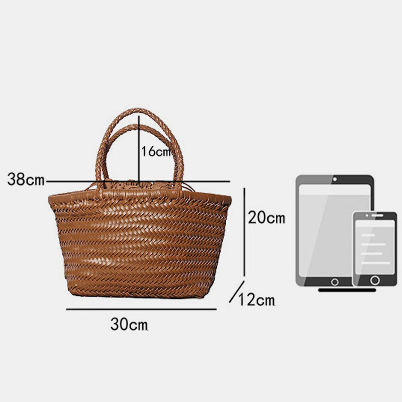 Damen Handtasche aus weichem PU-Leder, gewebt, handgefertigt, Sommer-Umhängetasche