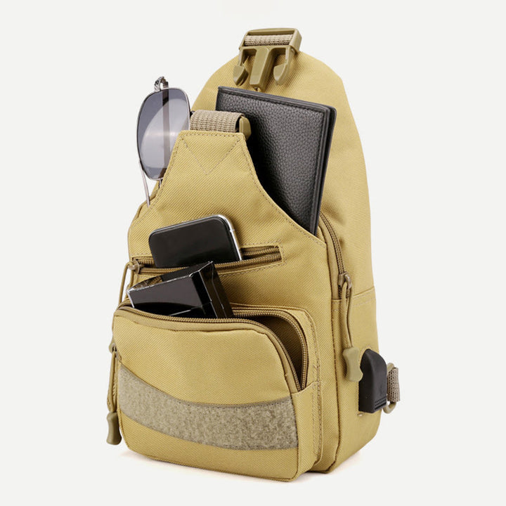 Schultertasche für Herren aus Canvas, lässig, sportlich, große Brusttasche