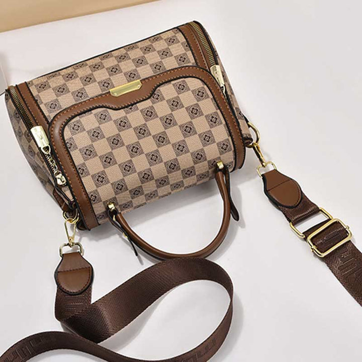 Britische elegante Handtasche Frauen Schachbrettmuster Crossbody Leder Geldbörse
