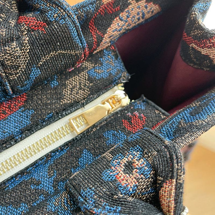 Einkaufstasche für Damen, einfache Retro-Handtasche mit großer Kapazität und Blumenmotiv