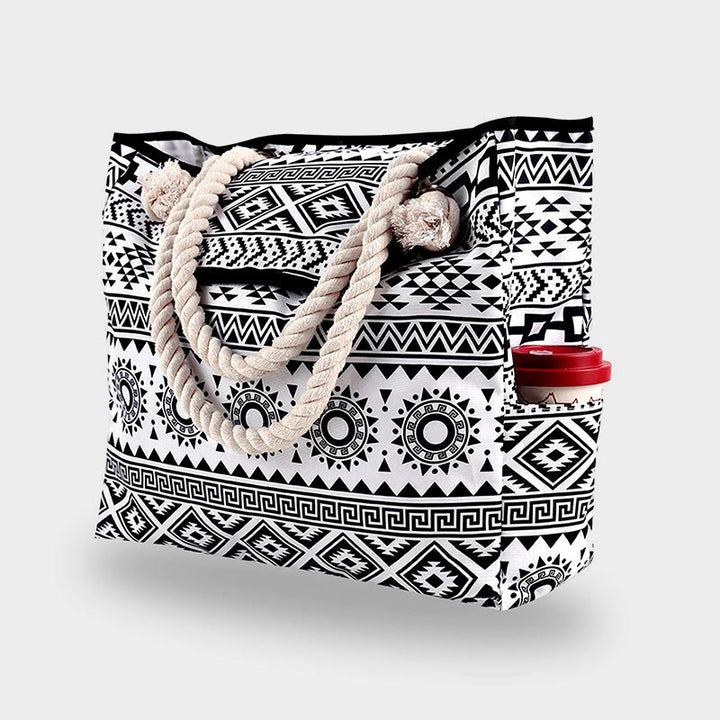 Sommer-Strandtasche für Damen, bedruckte Canvas-Handtasche mit großer Kapazität