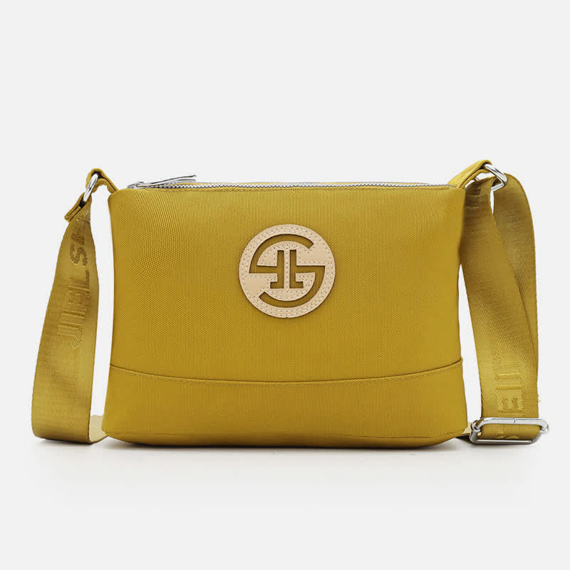 Kleine Umhängetasche mit dreifachem Reißverschluss, leichte, wasserdichte Nylon-Handtasche für Damen