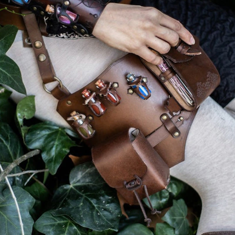 Gürteltasche für Damen, für Outdoor-Camping-Kostüm, Leder, Hüfttasche