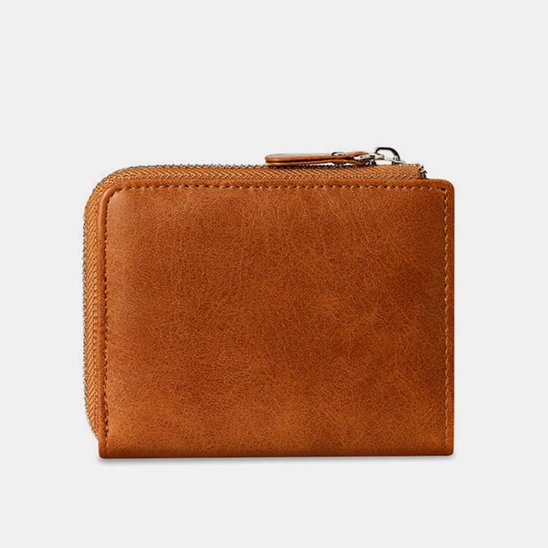 RFID-blockierende kleine Geldbörse aus Leder mit Rundum-Reißverschluss für die Vordertasche
