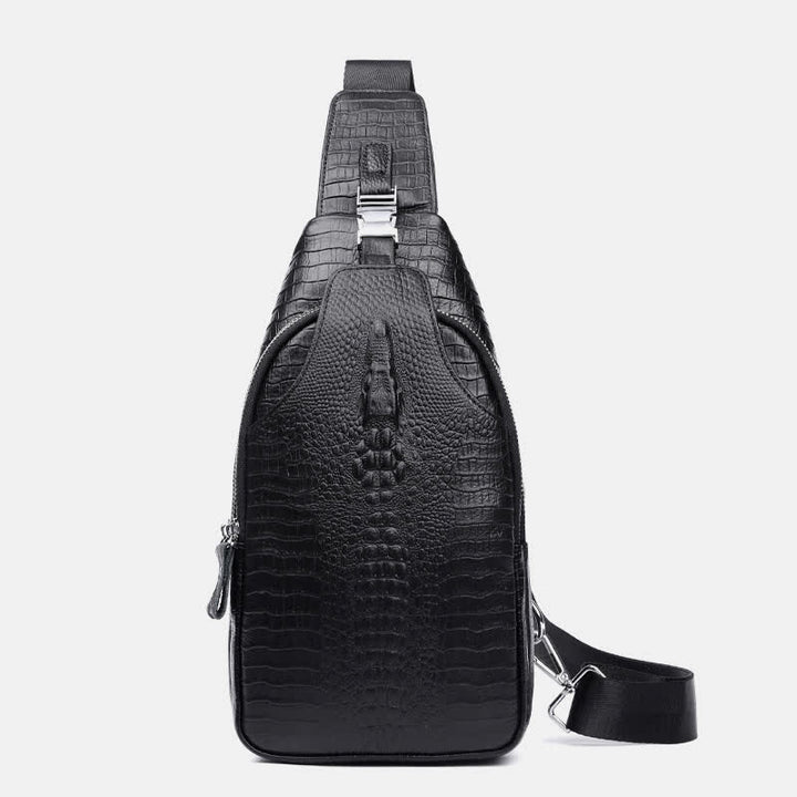 Krokodilleder Sling Bag Brust Rucksack Outdoor Reisen Wandern Sport Daypacks