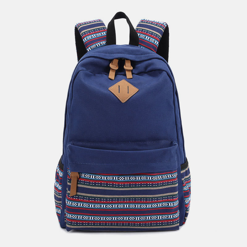 Rucksack für Frauen Bunter Streifen Benutzerdefinierter Canvas Student Sport Daypack