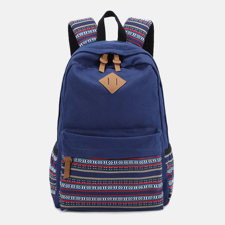 Rucksack für Frauen Bunter Streifen Benutzerdefinierter Canvas Student Sport Daypack