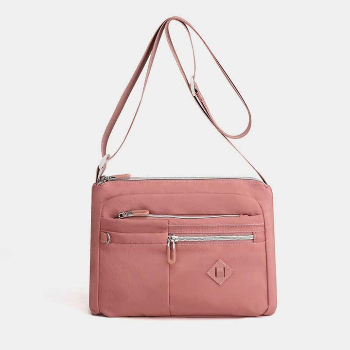 Umhängetasche mit Doppelreißverschlussfach für Damen, leichte Schultertasche mit mehreren Taschen