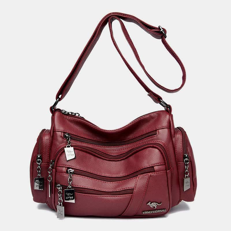 Umhängetasche aus Leder mit schweren Taschen und großer Kapazität, Tagesrucksack, Schultertasche