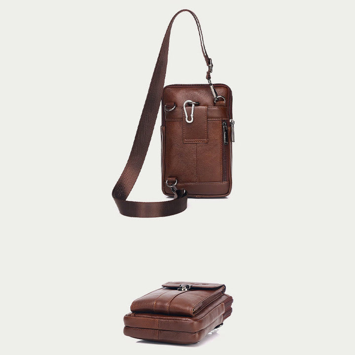 Kleine Umhängetasche für Herren, Business-Tasche aus echtem Leder, tragbar