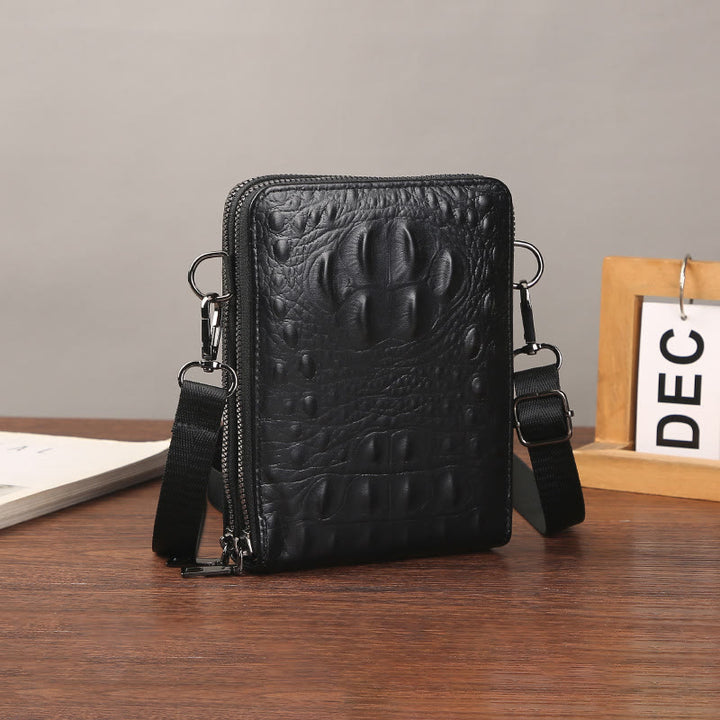 Handytasche mit abnehmbarem Riemen für Damen, Umhängetasche aus geprägtem Leder