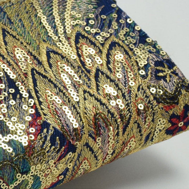 Vintage National Pfau Stickerei Lange Brieftasche Clutch