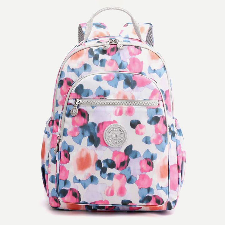 Rucksack für Damen, wasserdicht, mit mehreren Fächern, Druck, lässig, Nylon, leicht, Schultasche