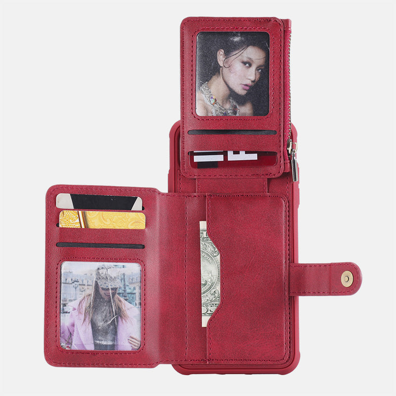 Leder-Brieftaschenhülle mit mehreren Steckplätzen für iPhone Samsung