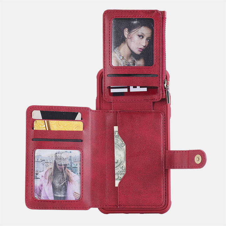 Leder-Brieftaschenhülle mit mehreren Steckplätzen für iPhone Samsung