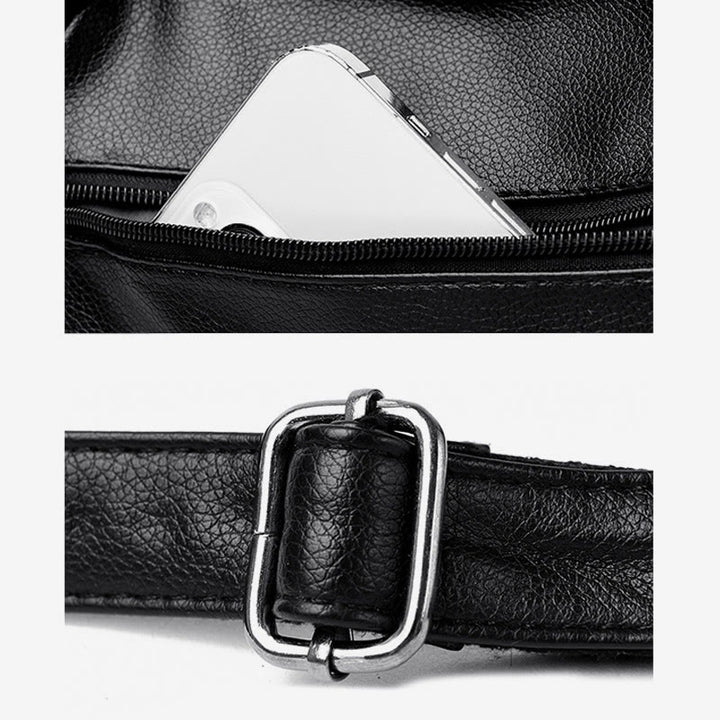 Weiche Lederhandtasche für Damen, verstellbarer breiter Riemen, minimalistische Umhängetasche