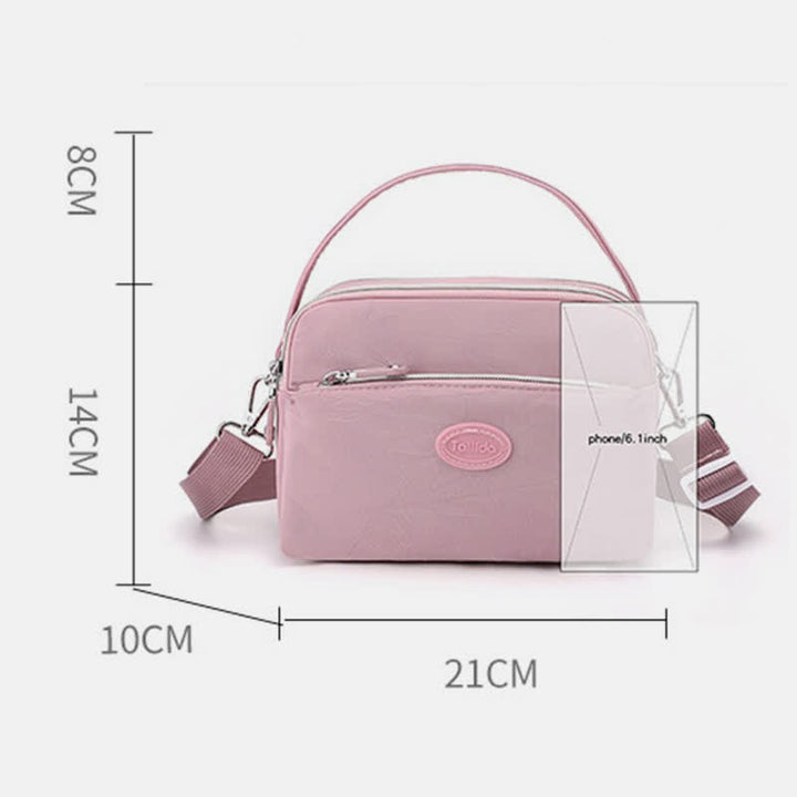 Umhängetasche für Damen, Schultertasche mit Dreifach-Reißverschluss, lässige Nylon-Geldbörse