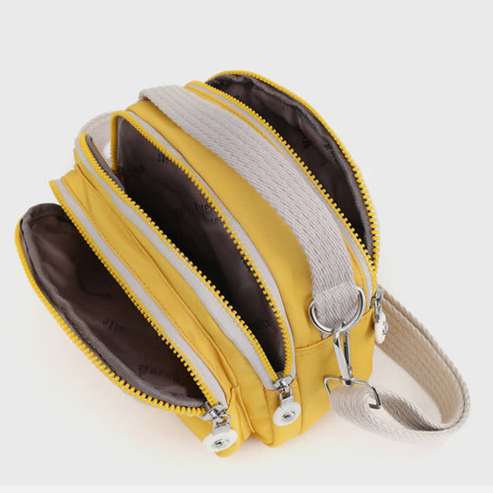 Kleine Handtasche mit dreifachem Reißverschluss für Damen, leichte, wasserdichte Umhängetasche